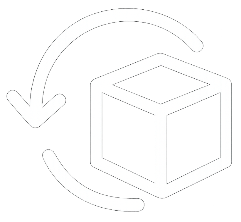 Refund & Return Policy icon in white color whiteout name